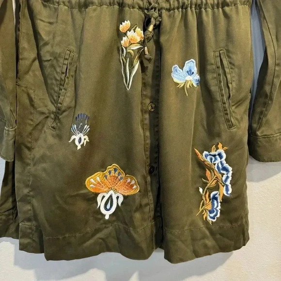 Chico’s Embroidered Anorak Jacket Utility Military Eclectic Casual Chic Boho 4 - Picture 5 of 8